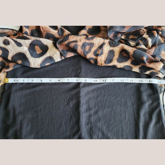 ADELE & MAY Leopard Cheetah Animal Print Top | Sheer Lined Flowy Blouse - Picture 8 of 9